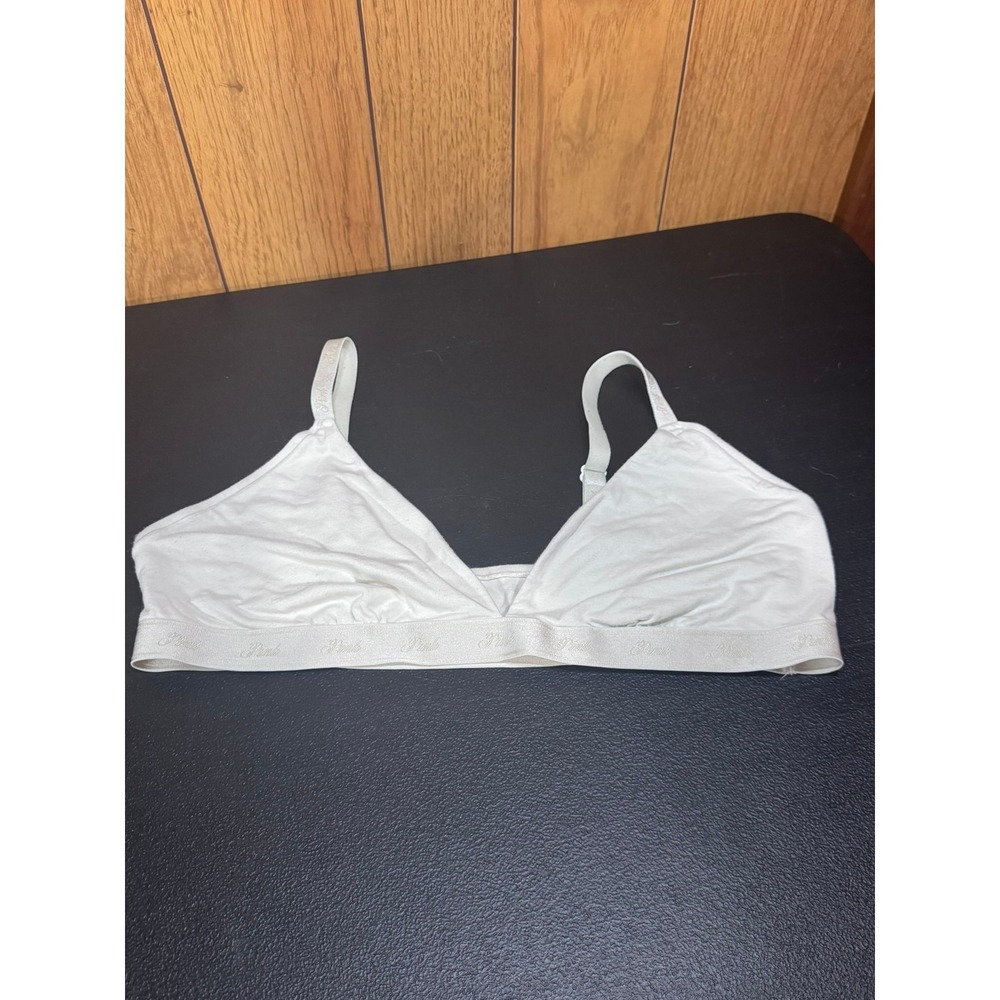 Victorias Secret PINK Cream Triangle Bralette Wireless Logo Band Size Large